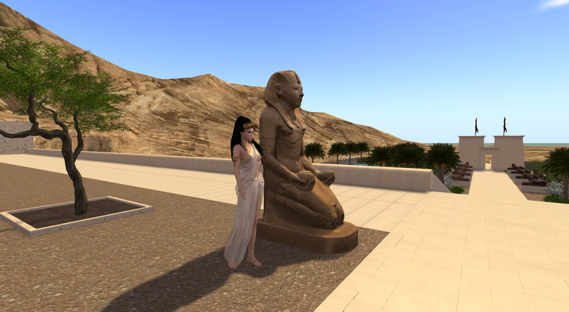 sacrificing kneeling Hatshepsut statue on the middle courtyard in Djeser-djeseru