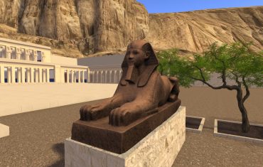 3D mesh model of the Hatshepsut sphinx in Djeser-djeseru