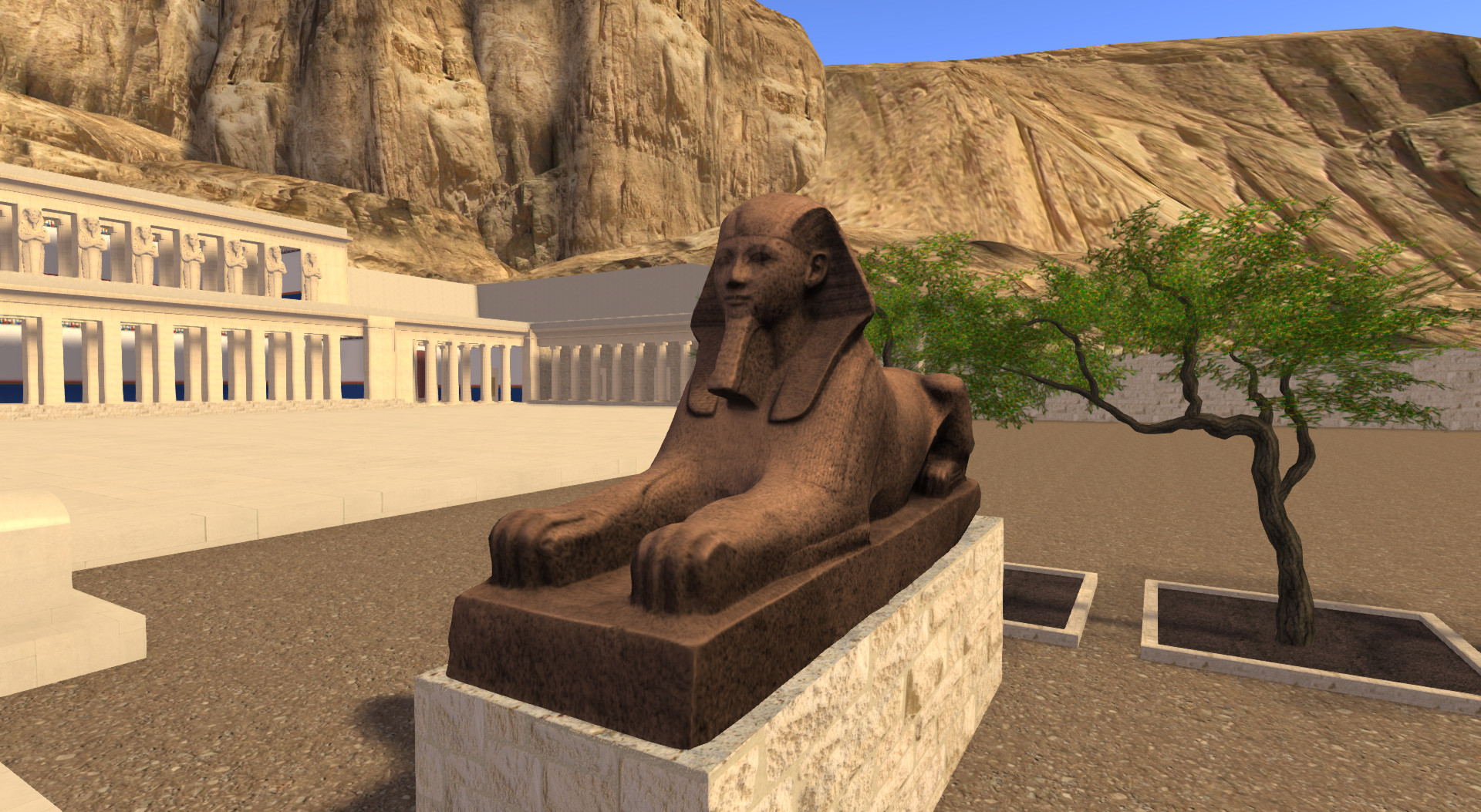 3D mesh model of the Hatshepsut sphinx in Djeser-djeseru