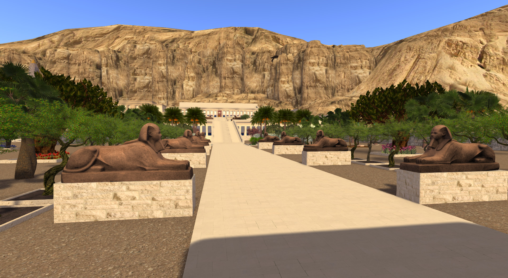 3D mesh models of the Hatshepsut sphinx in Djeser-djeseru