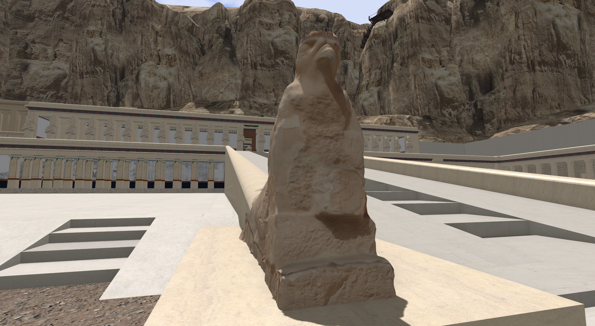 Horus falcon statue of the upper ramp in the Hatshepsut temple